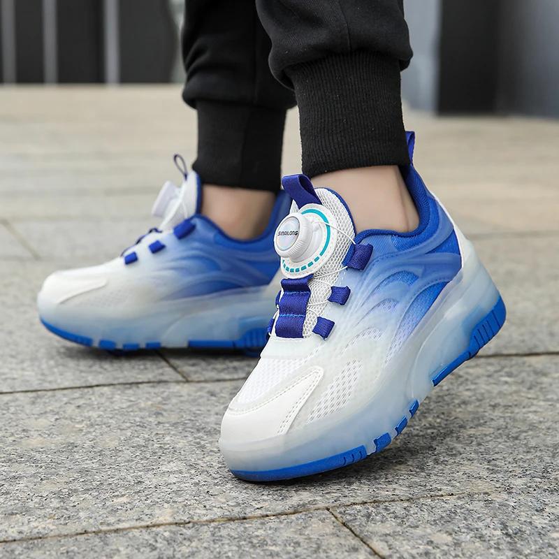 Chaussures de marche rapide pour enfants, patins à roulettes pour filles et garçons, cassent quatre 