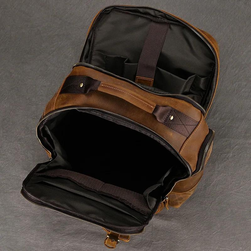 Sac à Dos Multifonction en Cuir Vintage pour Homme, Cartable d'École, Grand Voyage, Tendance