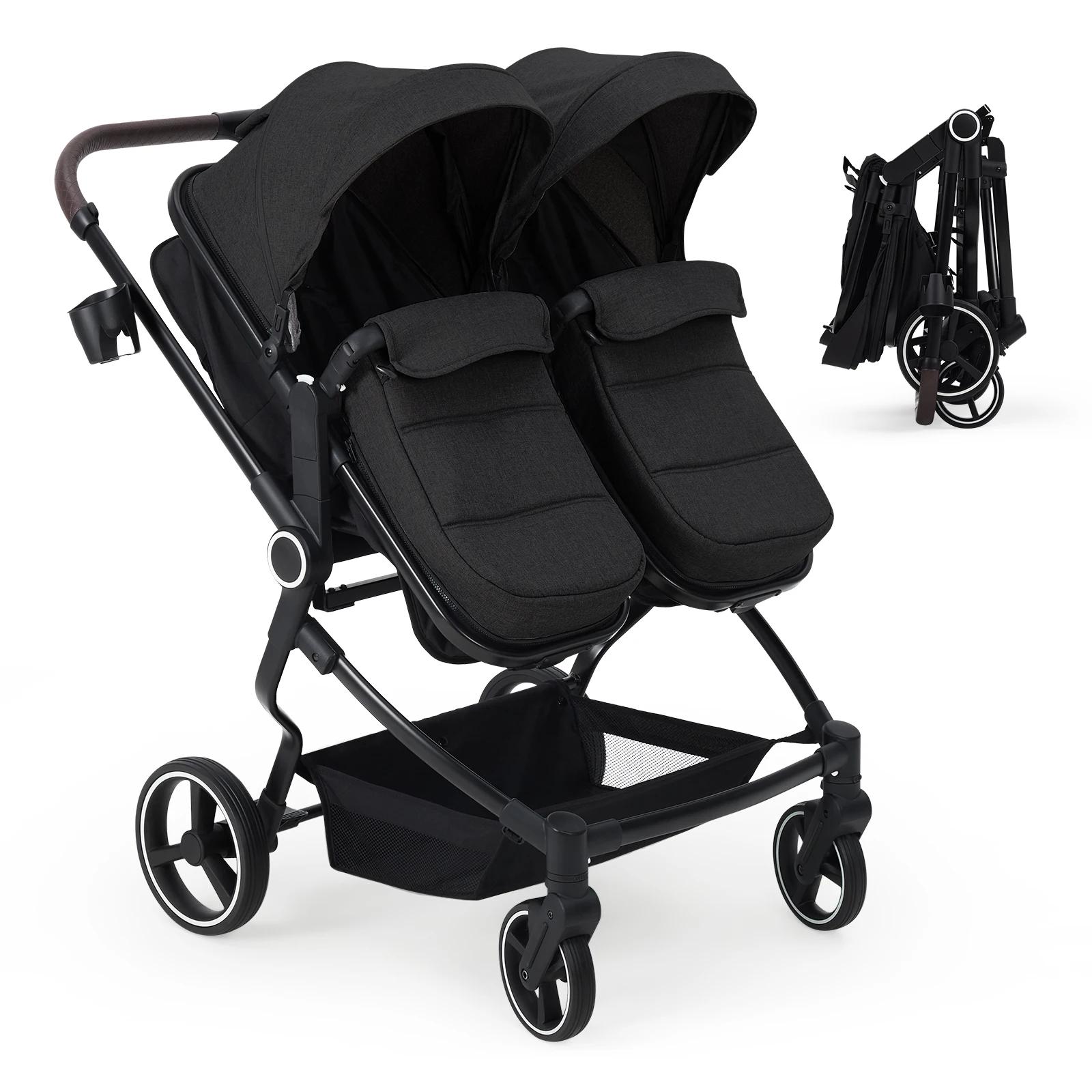 Poussette double pour jumeaux, poussette légère côte à côte pour bébé et tout-petit, poussette à un 