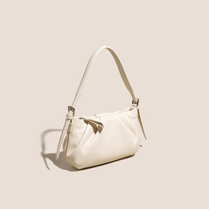 Sac nuage en cuir de vachette uni Alirattan 2026, à porter à la main, à l'épaule ou en bandoulière, 