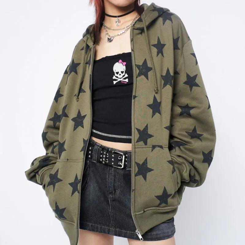 Y2k vêtements Vintage étoile surdimensionné sweat veste Harajuku Goth à manches longues femmes sweat