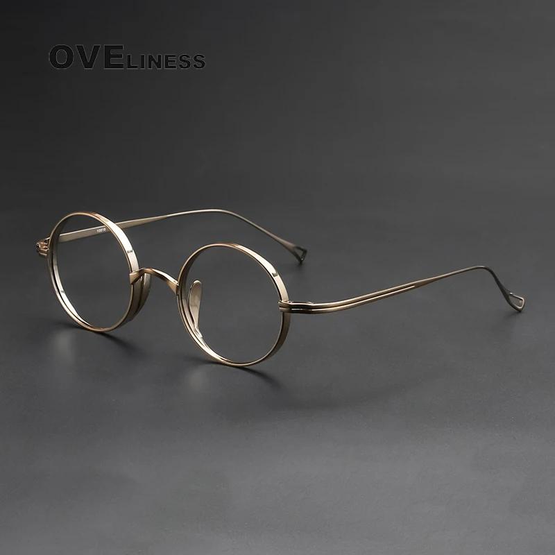 Monture de lunettes en titane pur pour hommes rétro rond montures de lunettes de Prescription femmes