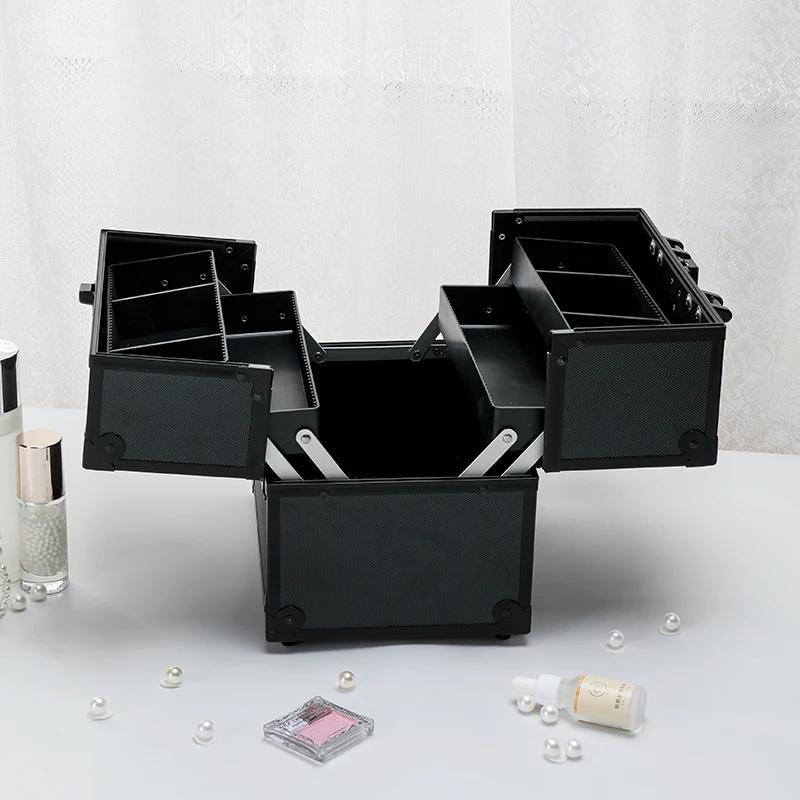 Étui de Train de maquillage en alliage d'aluminium, organisateur de boîte à bijoux, grande capacité,