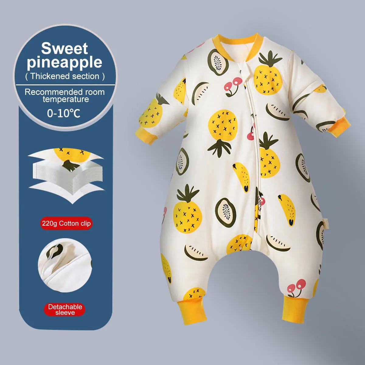 Gigoteuse à jambes fendues de dessin animé pour bébé, sac de couchage pour enfants, poignées, manche
