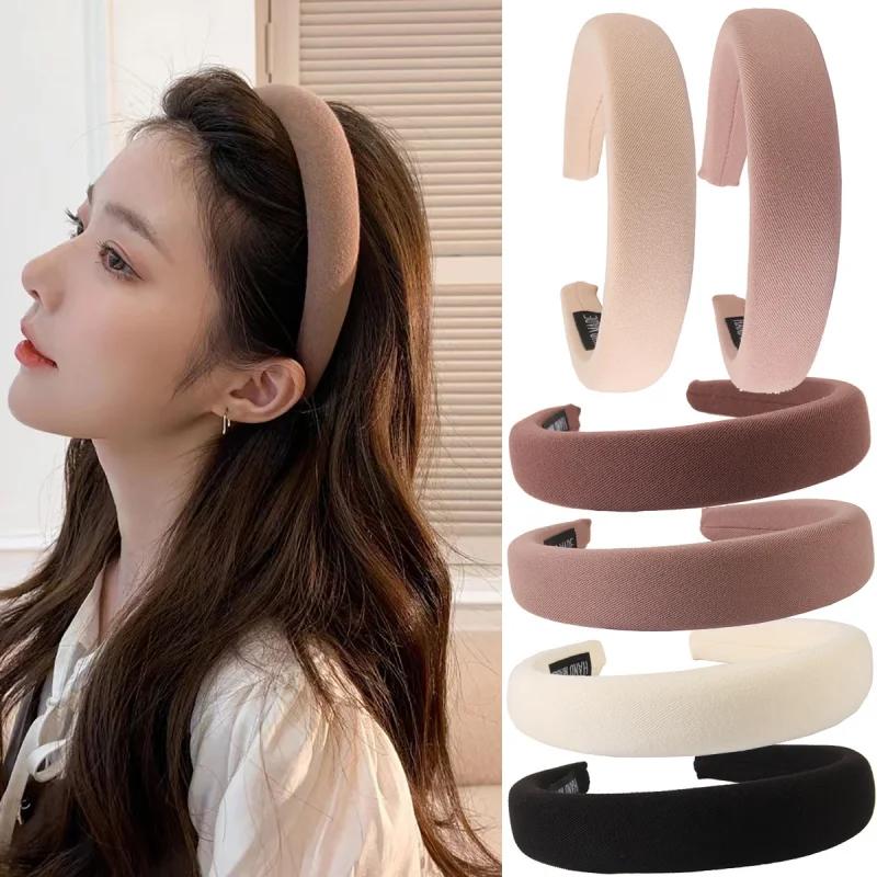 1/2/3/5 pièces bandeau éponge de couleur unie sauvage pour les femmes mode fille lavage visage large