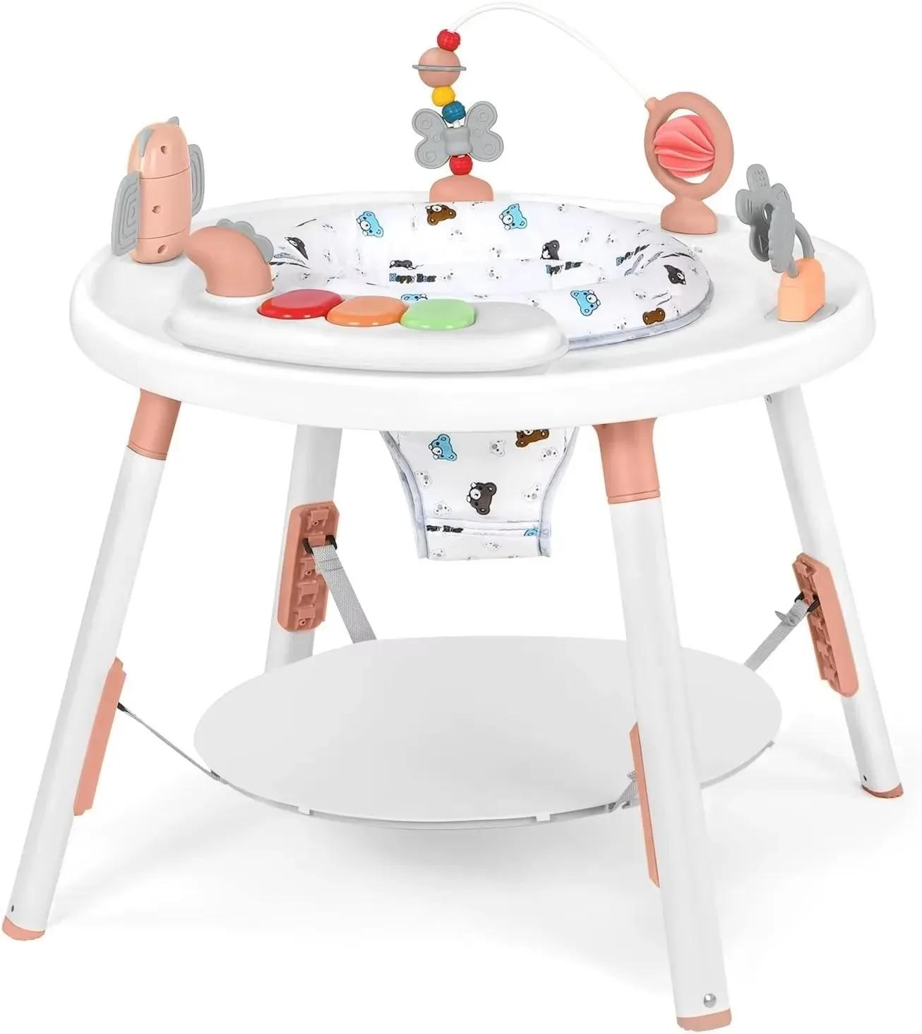 Centre d'activités et table sauteuse 3-en-1 pour bébé avec rotation à 360° °   Siège rotatif et joue