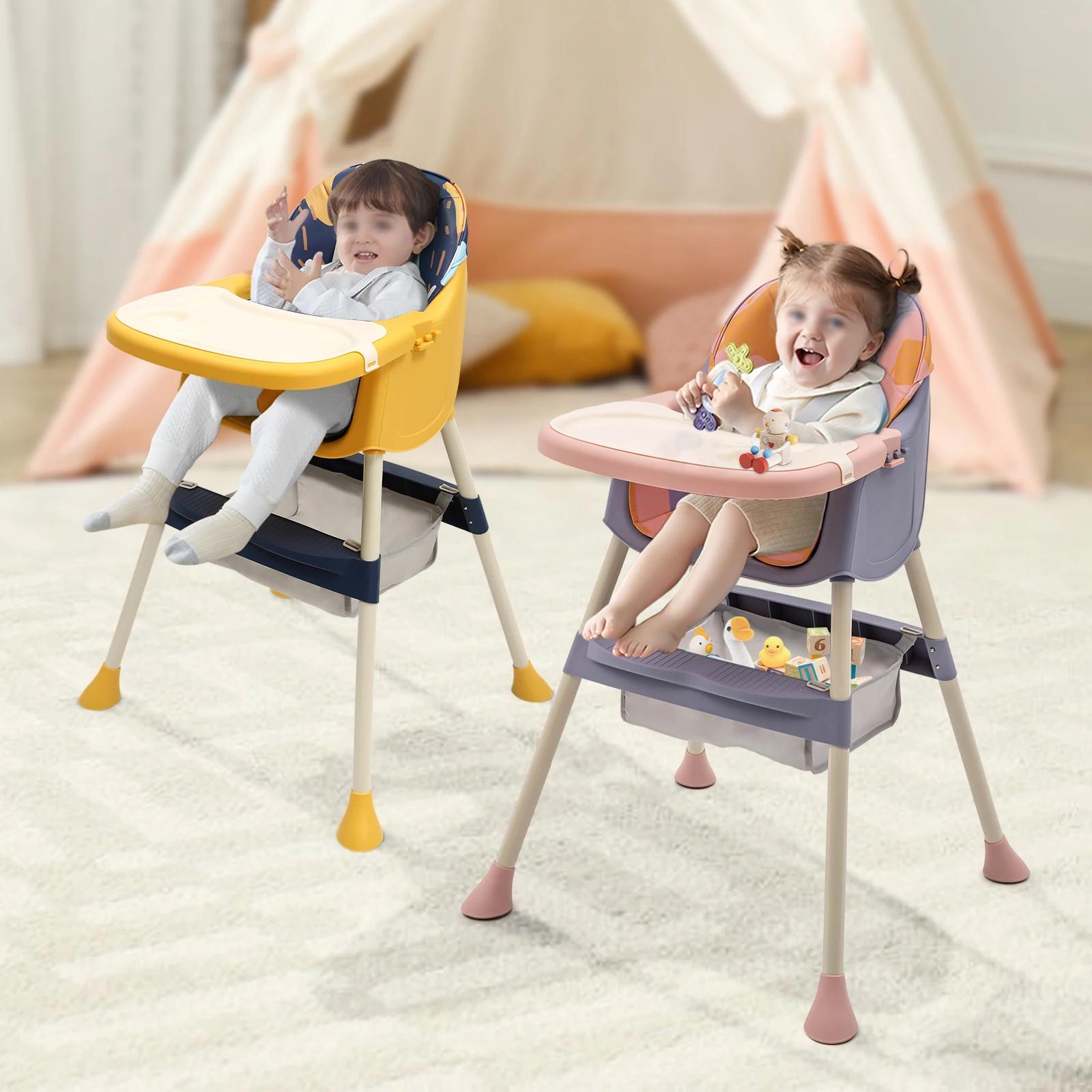 Chaise haute BYMAOCAR 4-en-1, chaise haute pliable pour enfants, siège bébé portable avec repose-pie