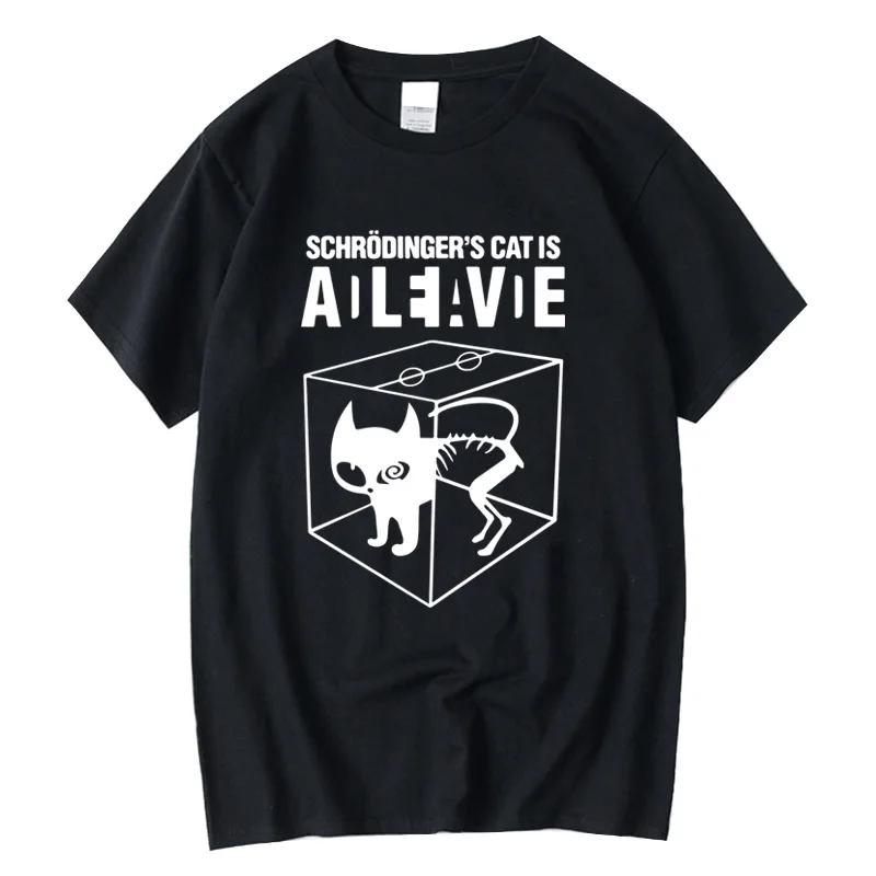 T-shirt homme Top qualité coton Schrodinger chat imprimé été à manches courtes hommes T-shirt décont