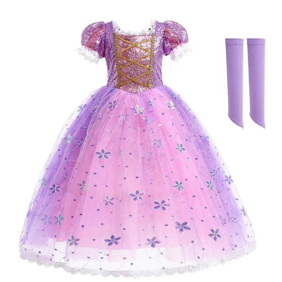 Robe de princesse Elsa et Anna pour filles, robe de carnaval pour enfants, déguisement de fleurs de 