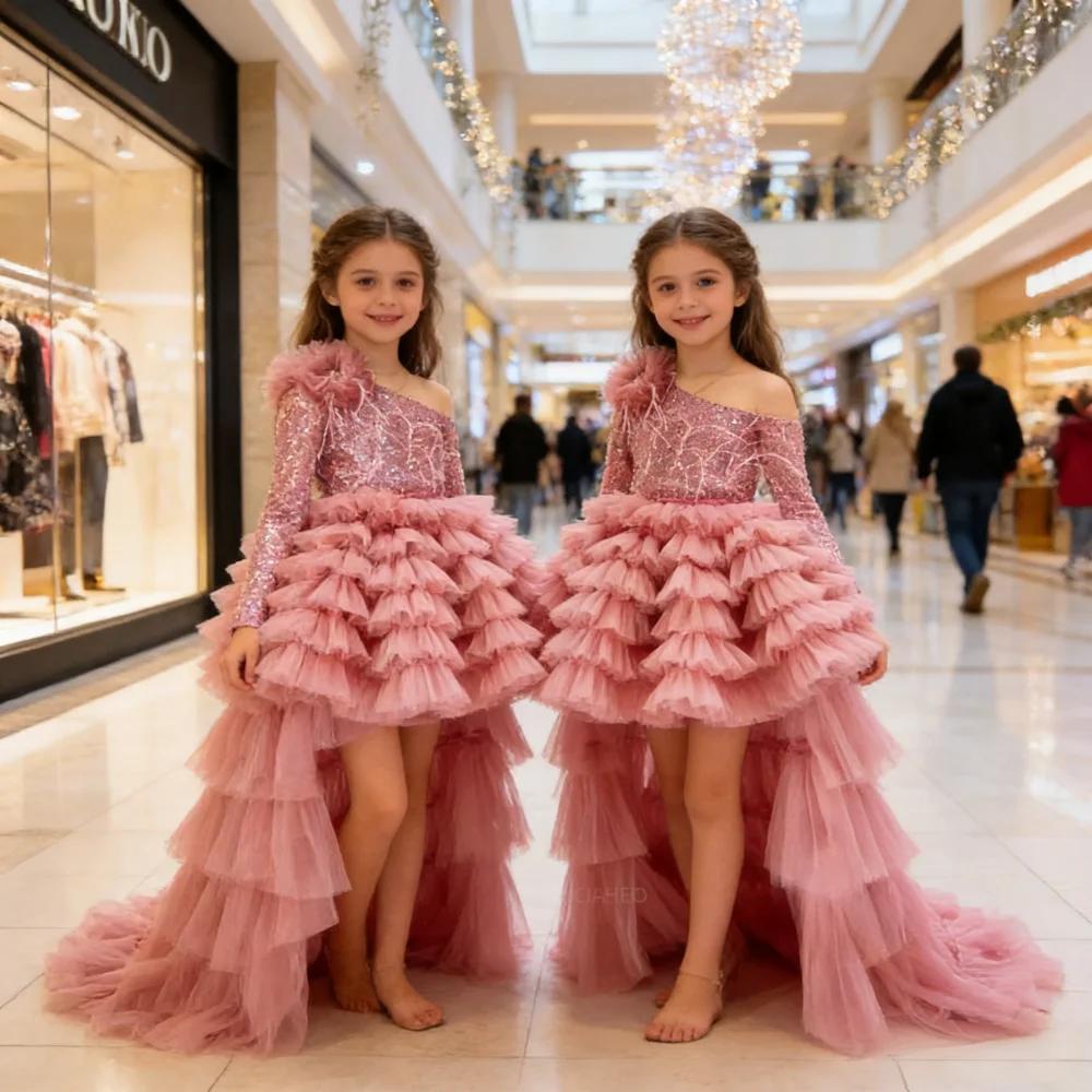 Robe de princesse pour fille avec traîne, idéale pour les fêtes, mariages, soirées, cérémonies, spec