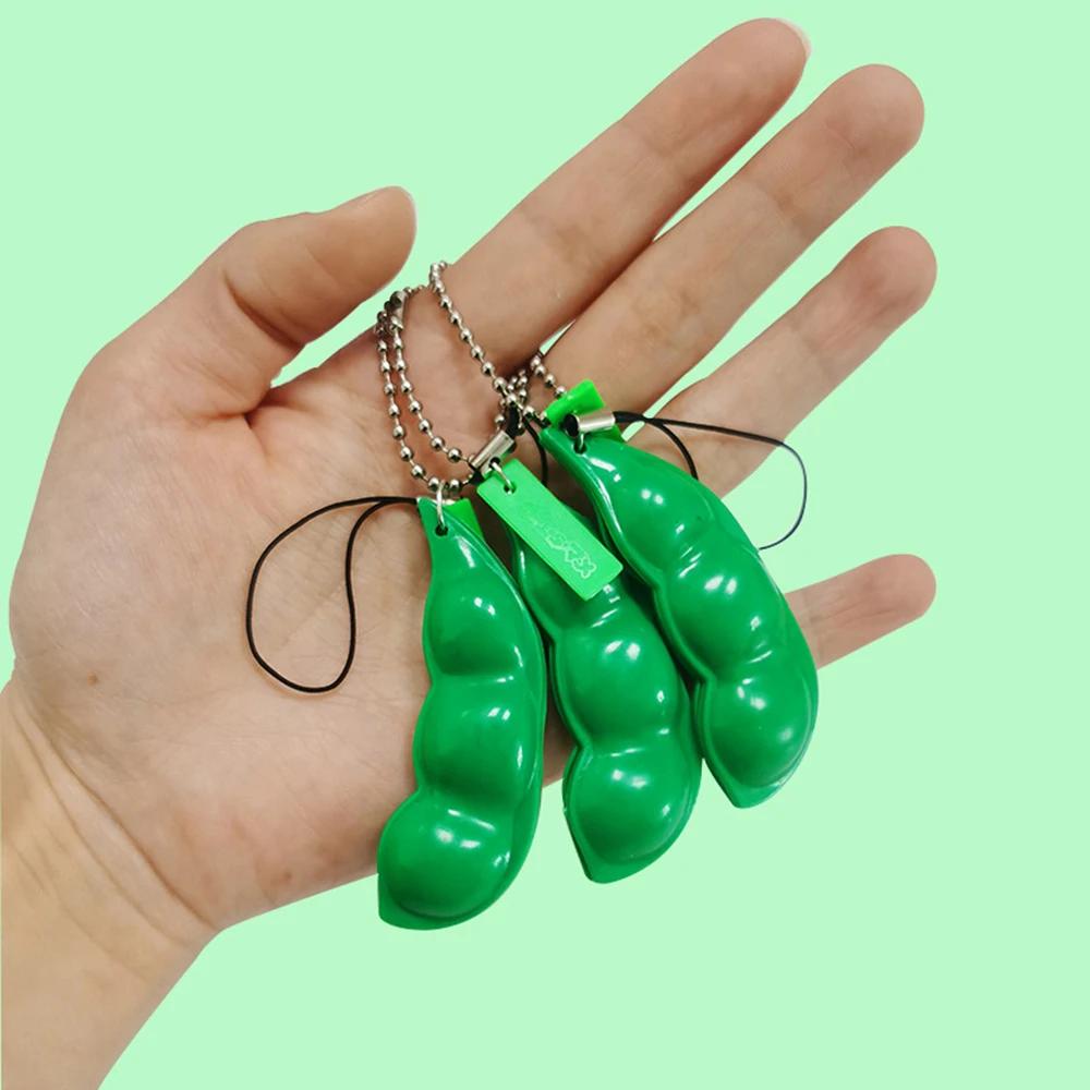 2-20 pièces Fidget jouet sac Portachiavi soulagement du stress Edamame jouet presser pois porte-clés