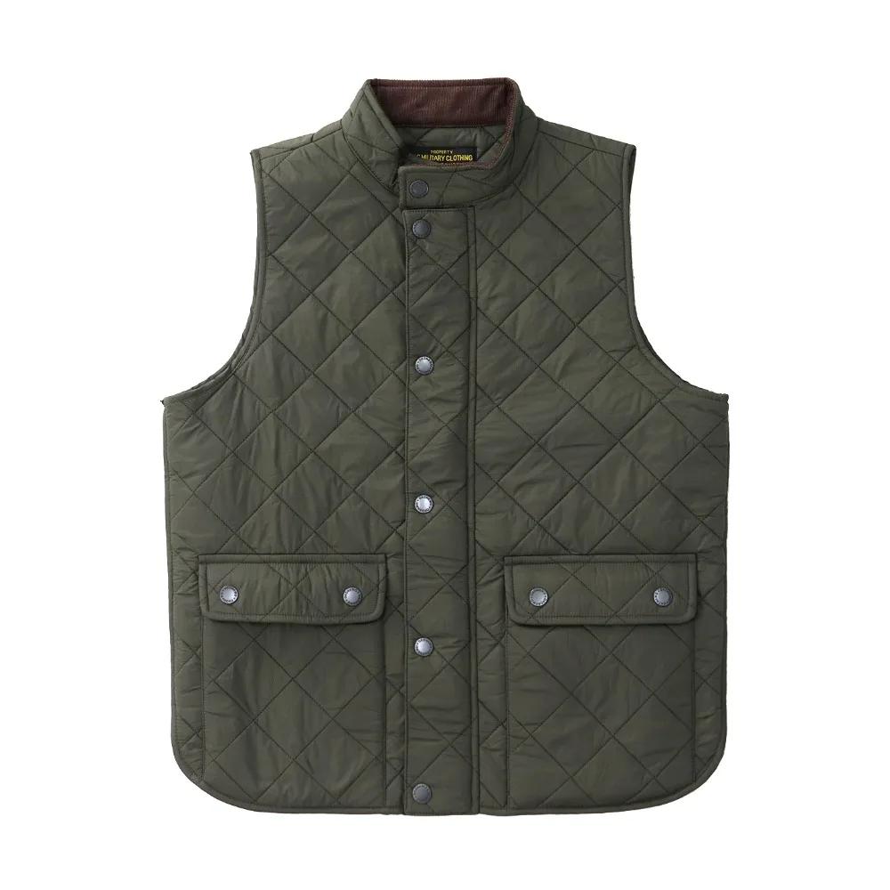 Réplique de gilet en coton matelassé pour hommes, rétro américain décontracté, couleur unie, col mon