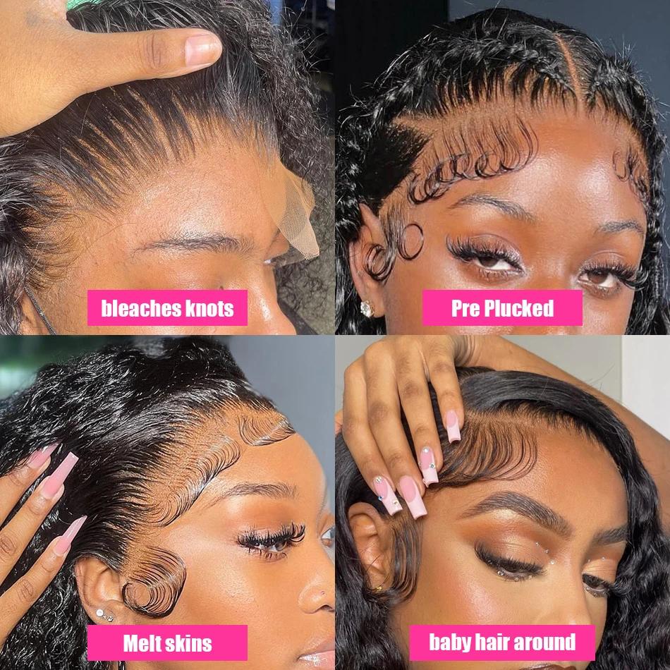 Perruque Lace Front Wig Deep Wave Naturelle Bouclée, Cheveux Humains, 13x4, 13x6, 30 32 Pouces, Dens