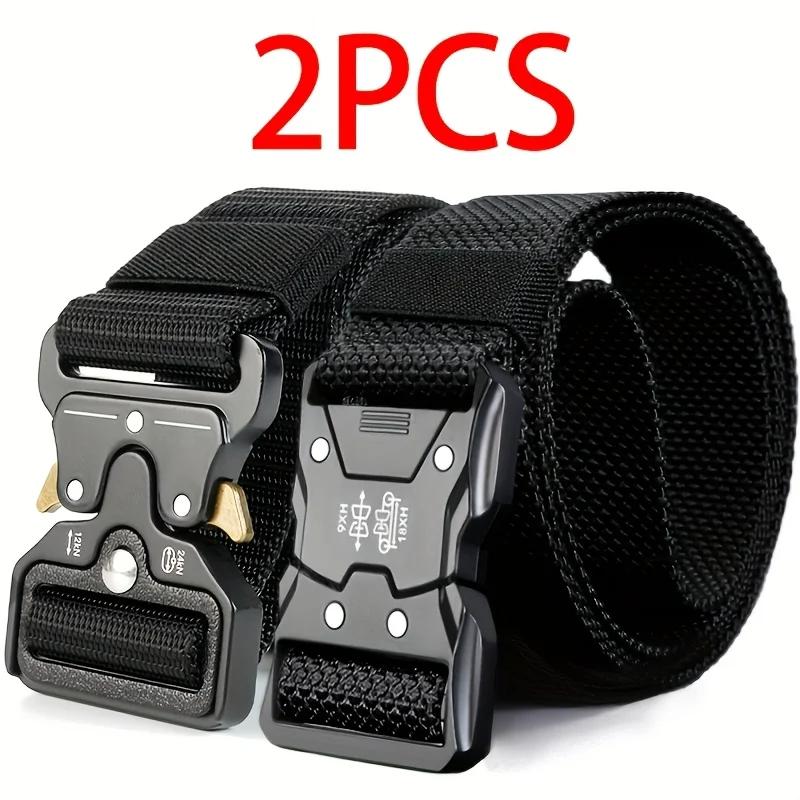 Ensemble de 2 pièces de nouvelle ceinture de taille pour hommes, ceinture décontractée à boucle à dé