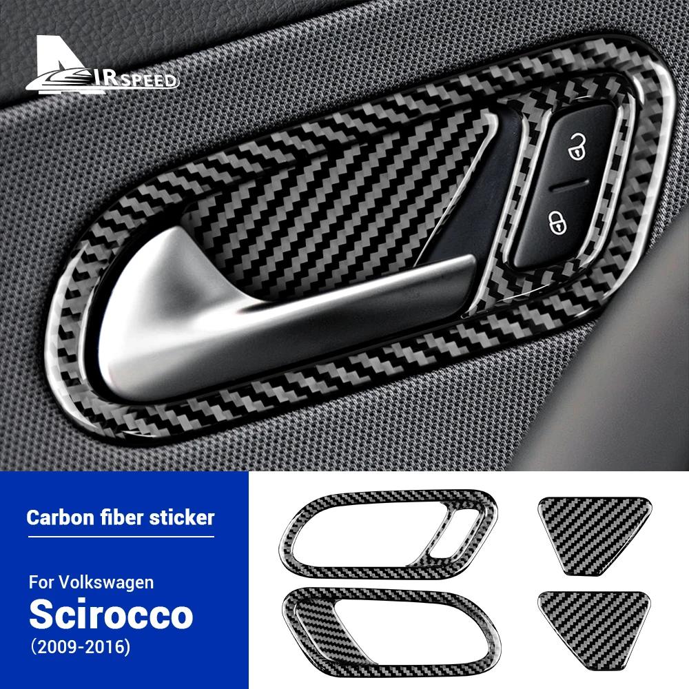 Autocollant de panneau de poignée de porte de voiture en Fiber de carbone véritable souple, pour Vol
