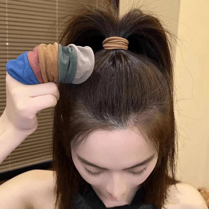 4 ensemble solide élargir épaissir bandeau de cheveux cordes femmes élastique pour queue de cheval c