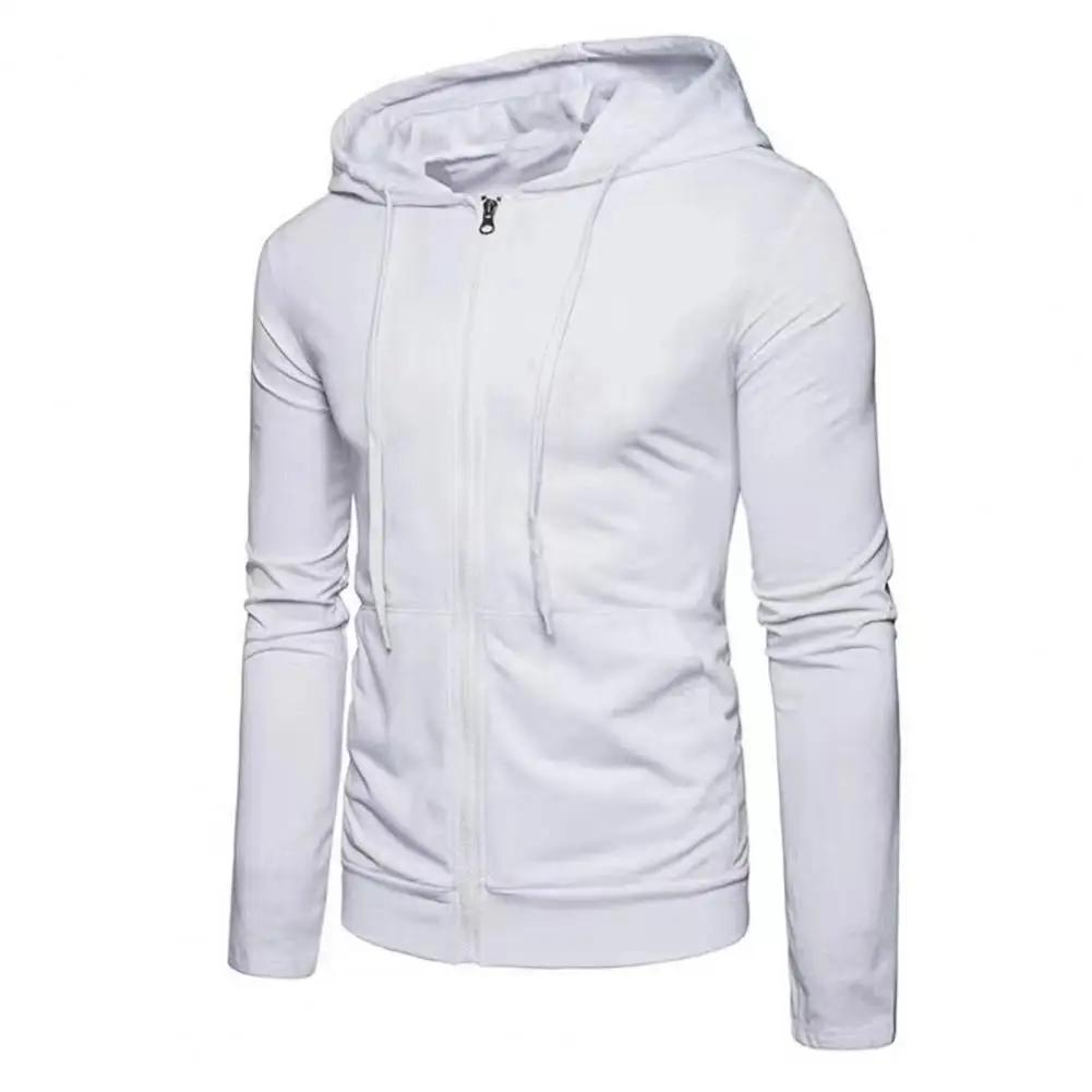 Veste à capuche à manches longues PVD pour hommes, fermeture à glissière, sweat-shirt Slim Fit, vête