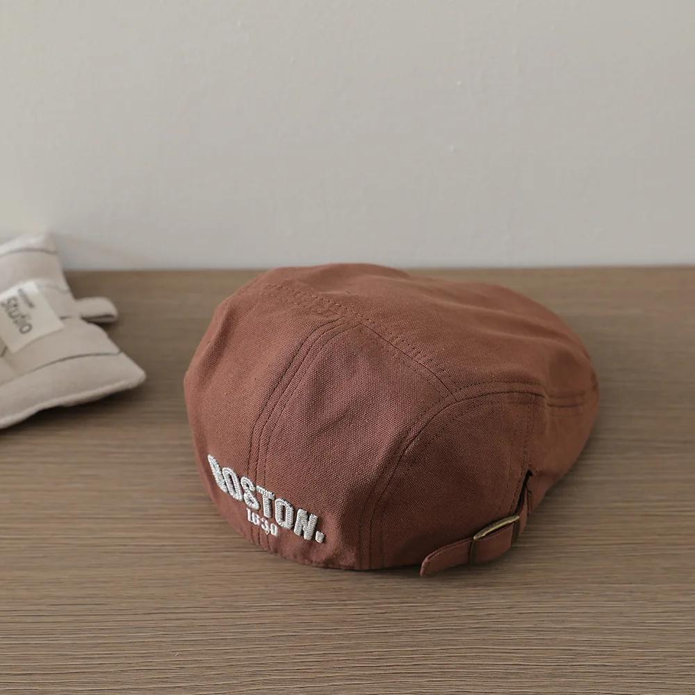 Béret brodé lettre pour bébé, couleur unie, style hip-hop, casquette d'artiste pour tout-petit, casq