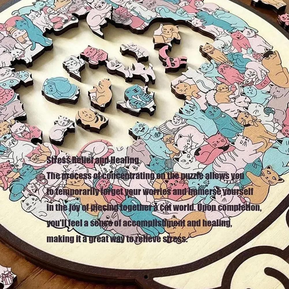 Puzzle en bois en forme de chat, 135 pièces, pièces de Puzzle irrégulières uniques, cadeaux d'annive