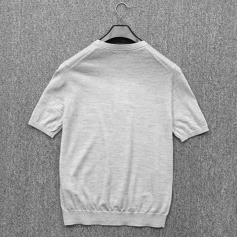 T-shirt à manches courtes et col rond pour hommes, 100% laine mérinos, haut ultra fin, t-shirts en t