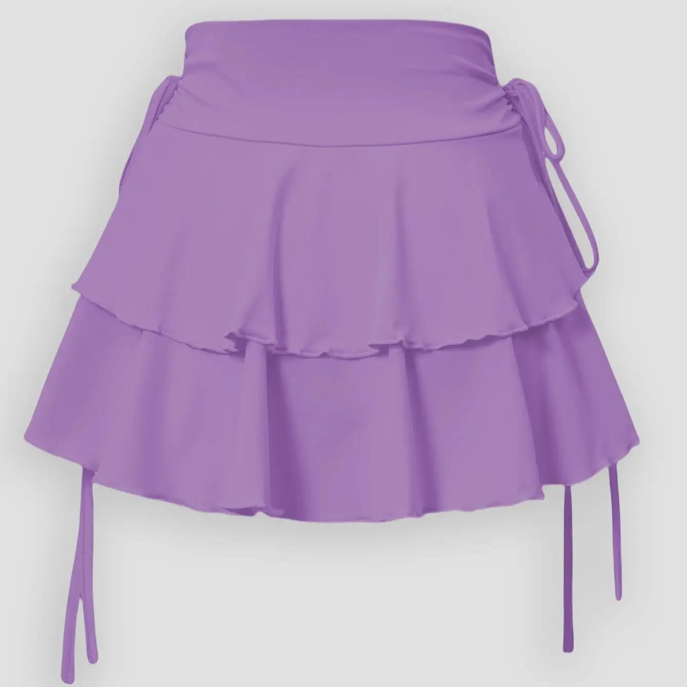 Jupe trapèze ultra courte pour femme, bord à volants, fausse proximité, WString, polyvalent, élégant