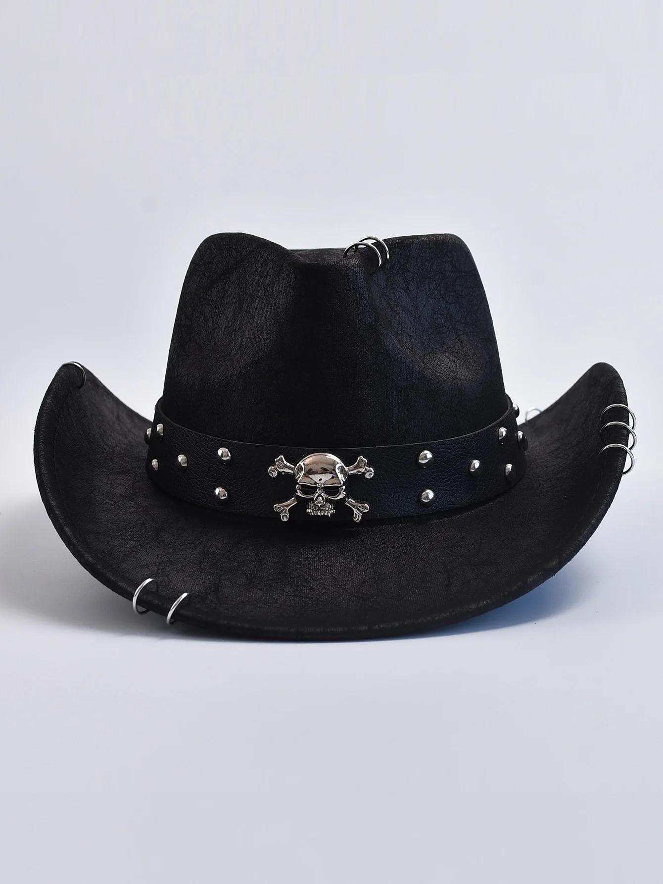 Chapeau de Cowboy occidental Vintage en Faux cuir pour hommes, chapeaux de Jazz pour hommes, chapeau
