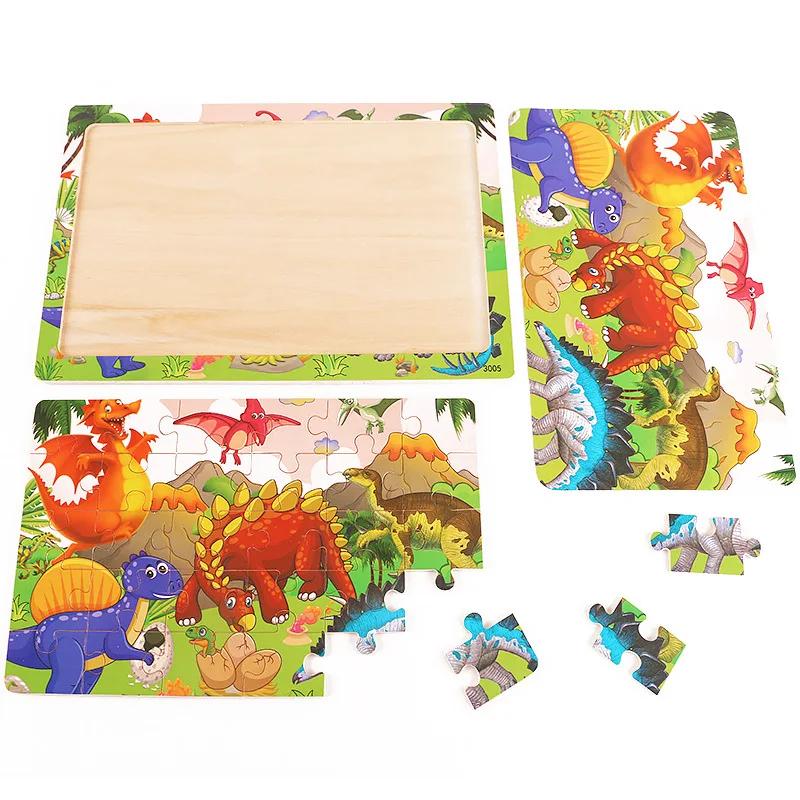 30 pièces Puzzle en bois enfants dessin animé animaux véhicule Puzzles jeux bébé apprentissage préco