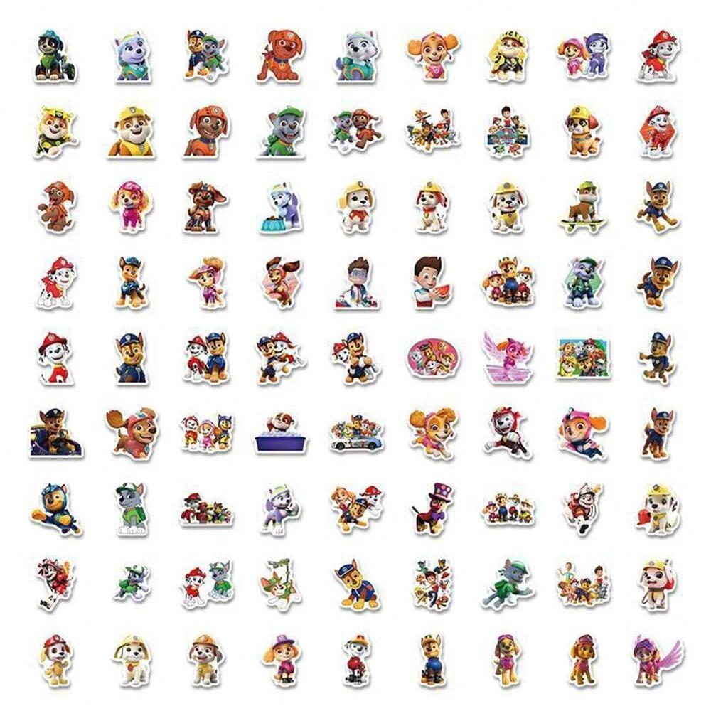 Autocollants de patrouille de patte, 80 pièces, autocollants de dessin animé en PVC, jouets de décor