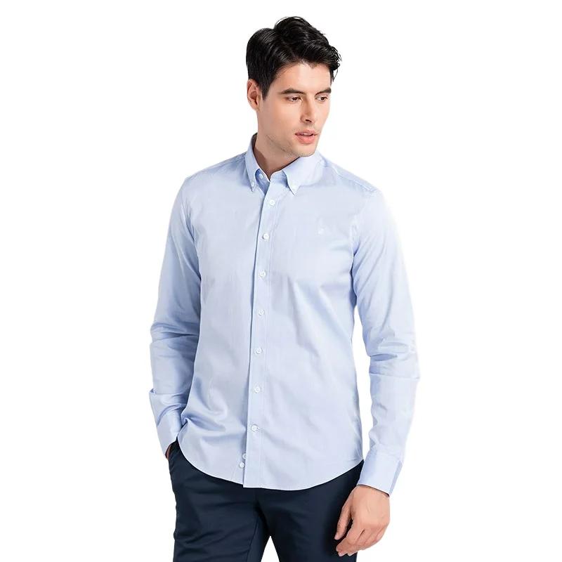 CHCH 2024 nouvelle mode 100% coton à manches longues chemise solide coupe ajustée mâle Social décont