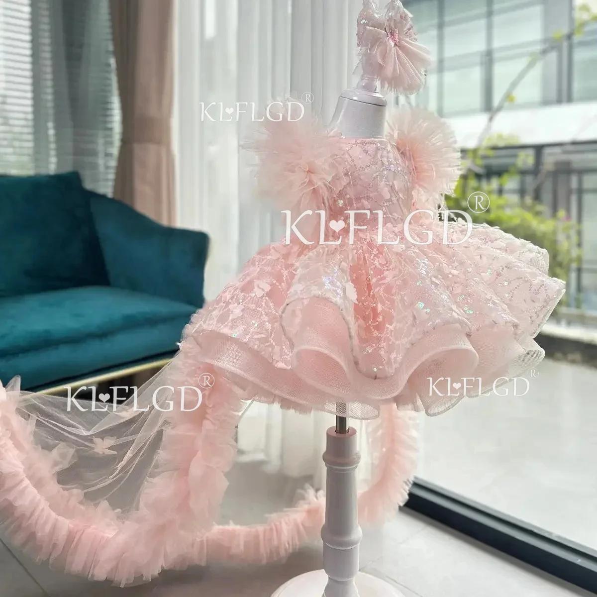 Robe de fête d'anniversaire pour petites filles de 0 à 6 ans, tenue élégante en dentelle et queue de