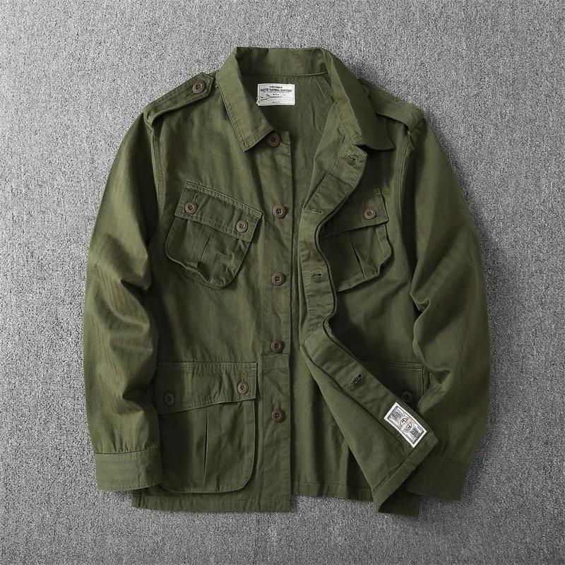 Veste Cargo Militaire Multi-Poches pour Homme, Manteau Délavé, 1603 Coton, Jungle Tropicale Américai