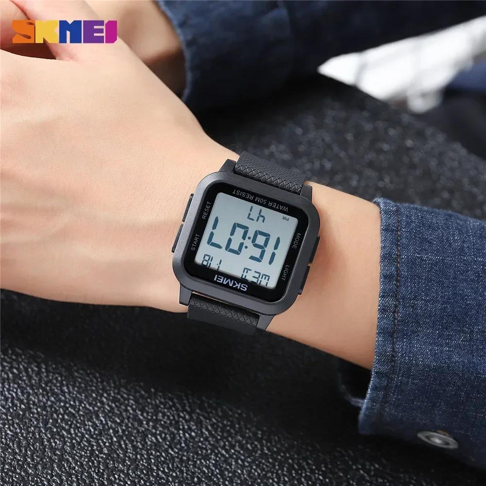 SKMEI1894 hommes alarme Chrono horloge 5Bar étanche montres militaires LED affichage choc montre num