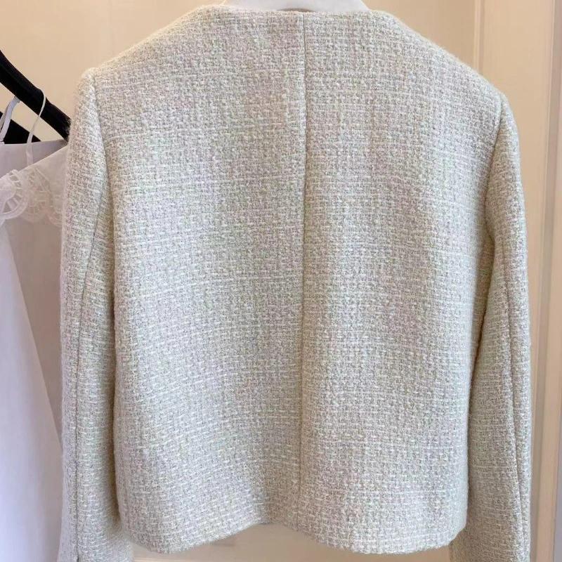 Manteaux coréens pour femmes, veste en laine française Tweed, mode haut de gamme, boutons dorés, cou