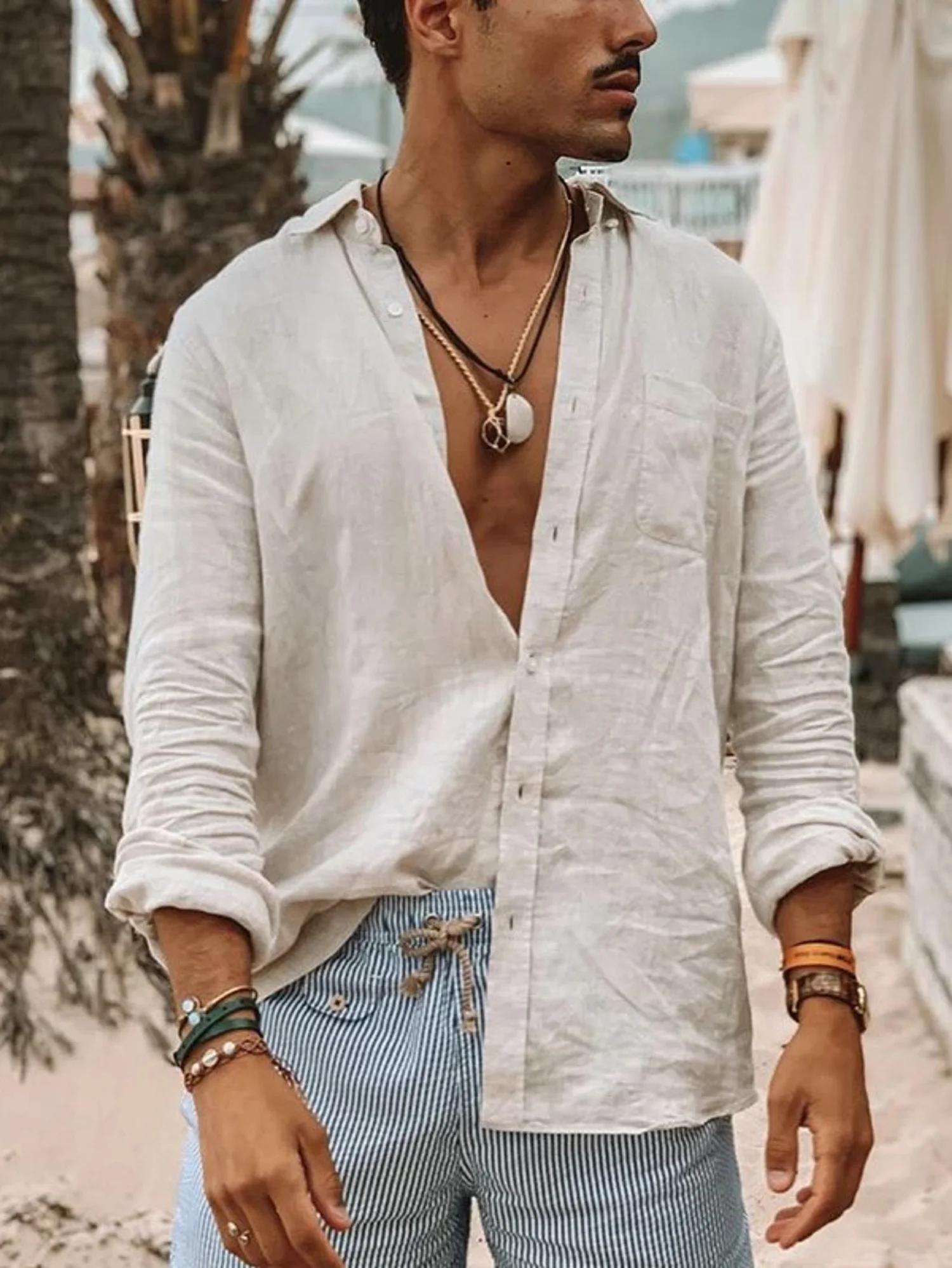 Chemise à Manches sulfpour Homme, Cardigan à Revers, Couleur Unie, Décontracté, Adapté aux Activités