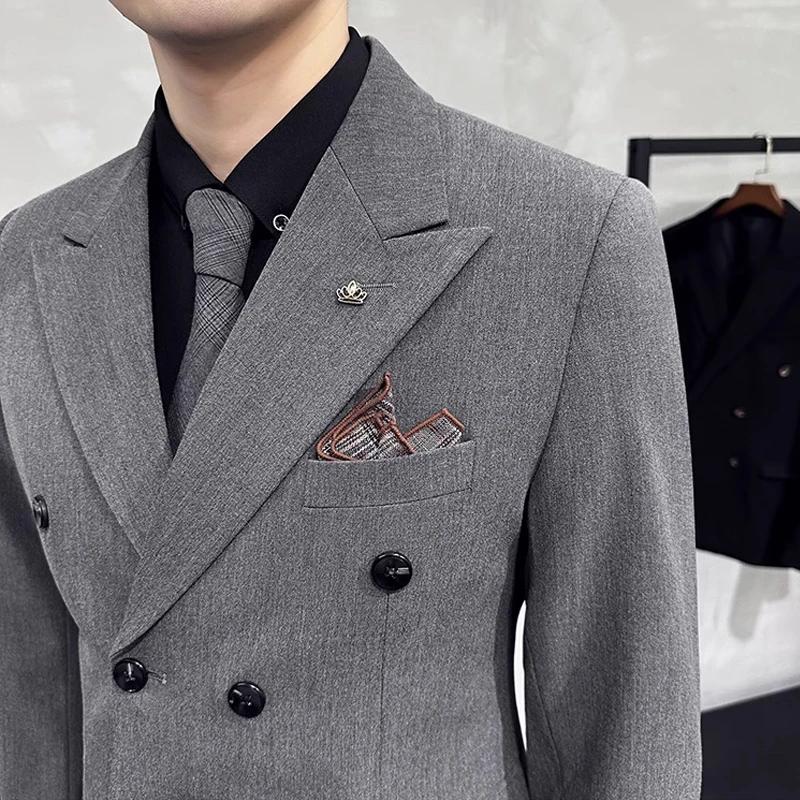 Blazer croisé imbibé pour homme, veste et pantalon, robe de mariée du marié, affaires formelles, bur