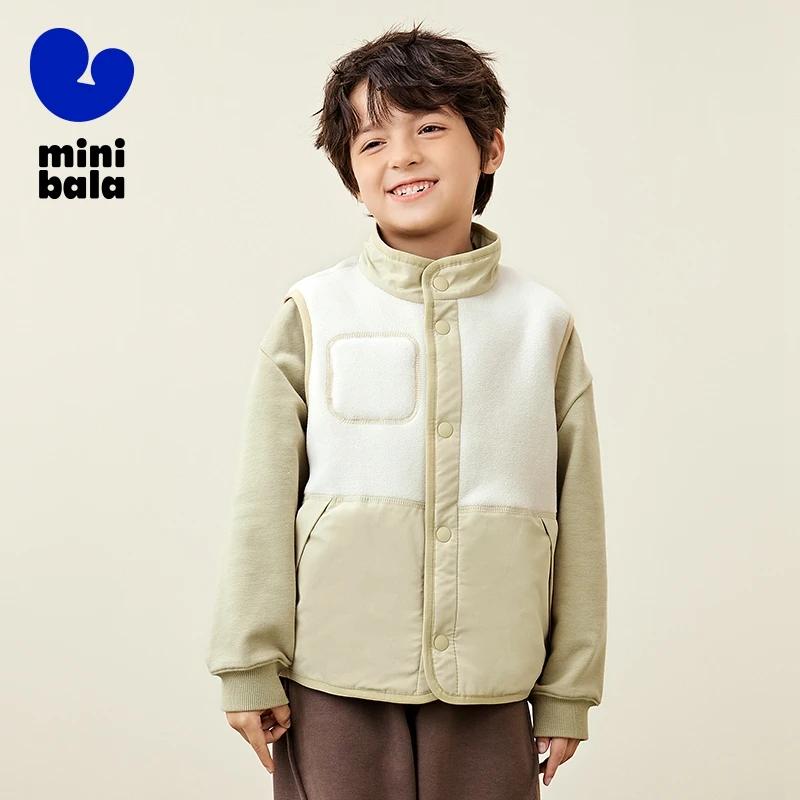 Mini gilets en fourrure Bala pour garçons et filles, gilets chauds épaissis, gilets portables double