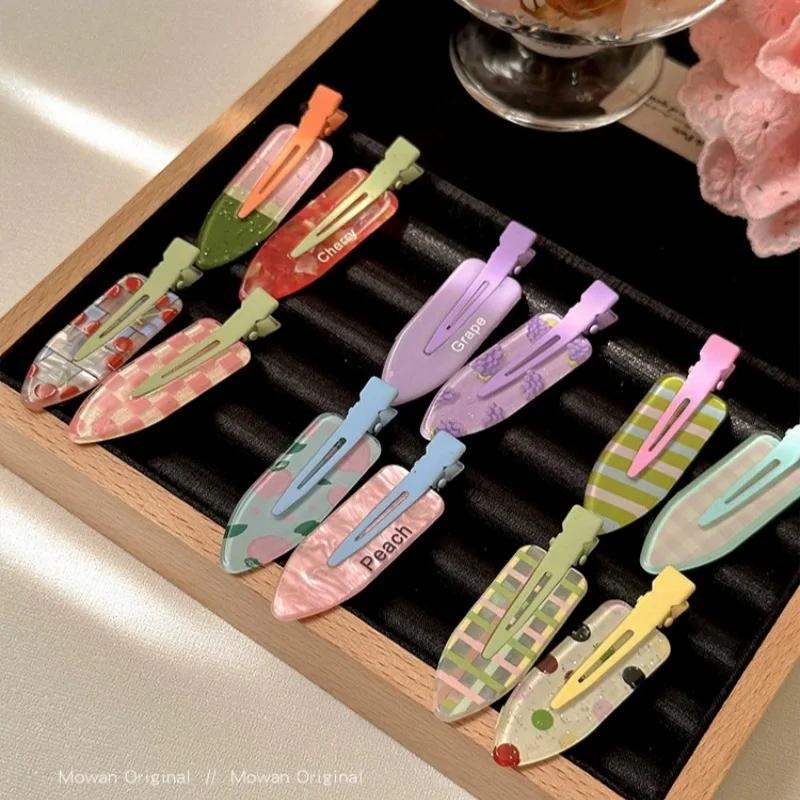 2 pièces/paire acrylique Sakura rose pince à cheveux sans couture femmes sans courbure frange pince 