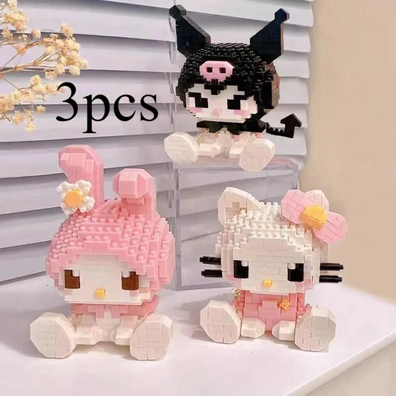 KEEPPLEY Sanrio Anime Hello Kitty My Melody Cinnamoroll Pompompurin Kuromi Blocs de construction pou