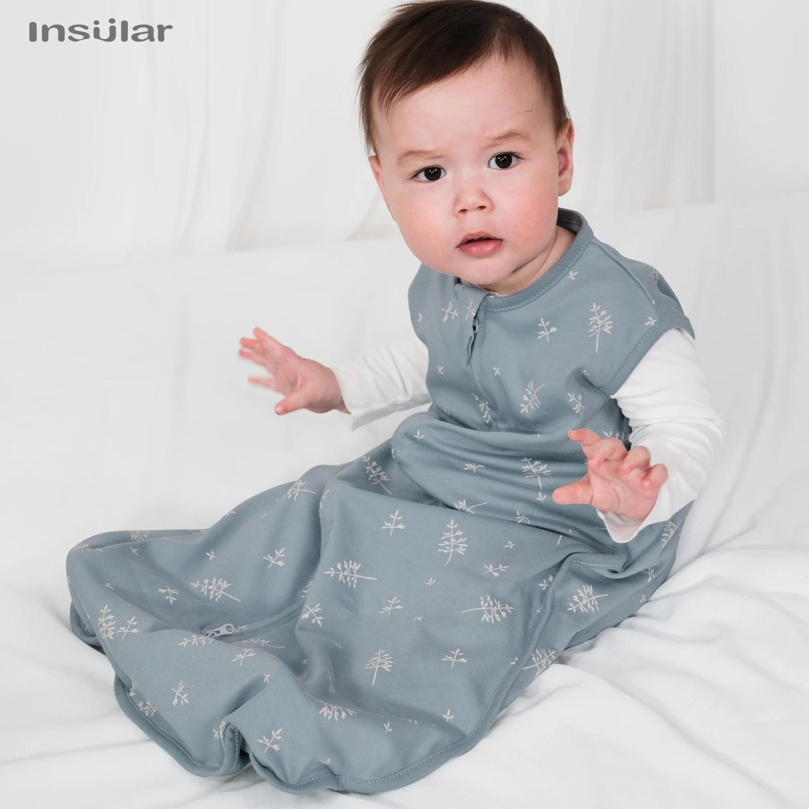 Sac de couchage insulaire pour bébé, sac de couchage unisexe sans manches 100% coton, couverture de 