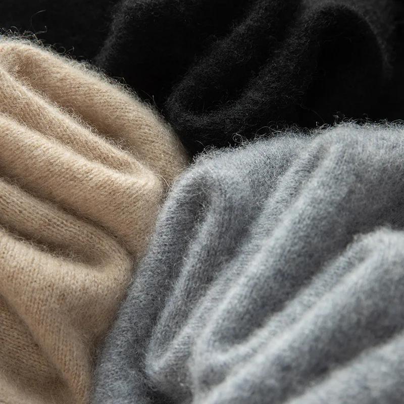 Pull en cachemire pur pour hommes, 100%, business décontracté, couleur unie, tricoté, ample, col en 