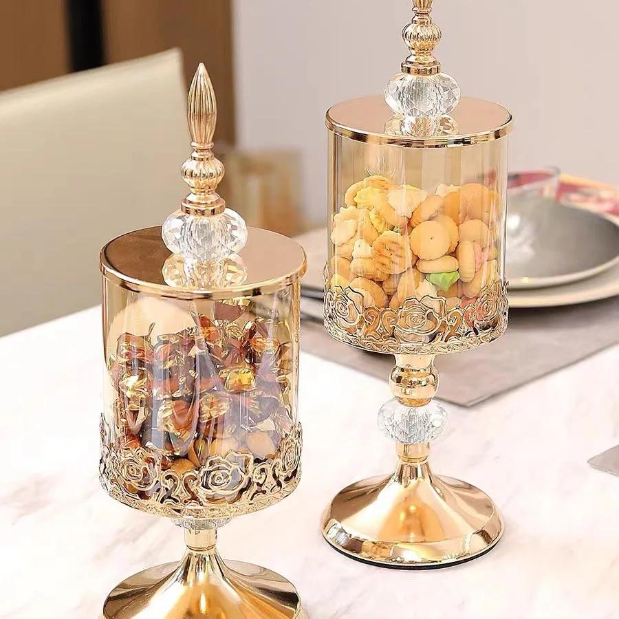 Pot de rangement en verre cristal de luxe léger avec couvercle, style européen et américain, pour ta