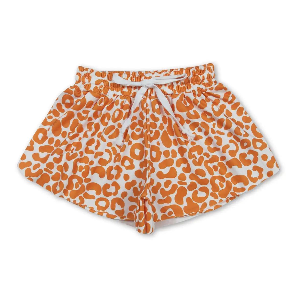 Shorts d'été à volants pour bébés filles, motif léopard, avec nœuds colorés