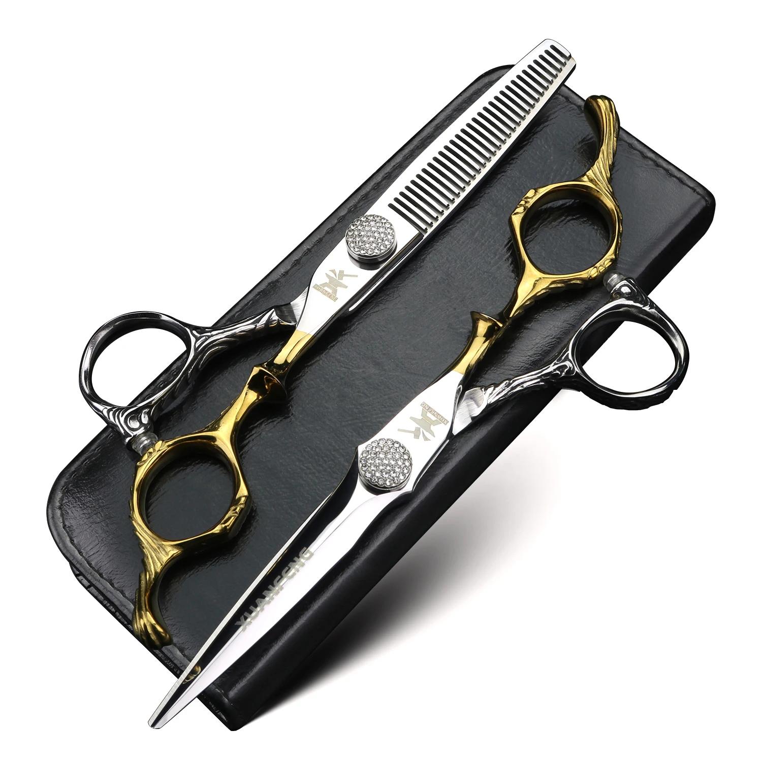 XUANFENG vis diamantées de 6 pouces, ciseaux de coiffeur dorés, outils de coiffure, ciseaux de coupe