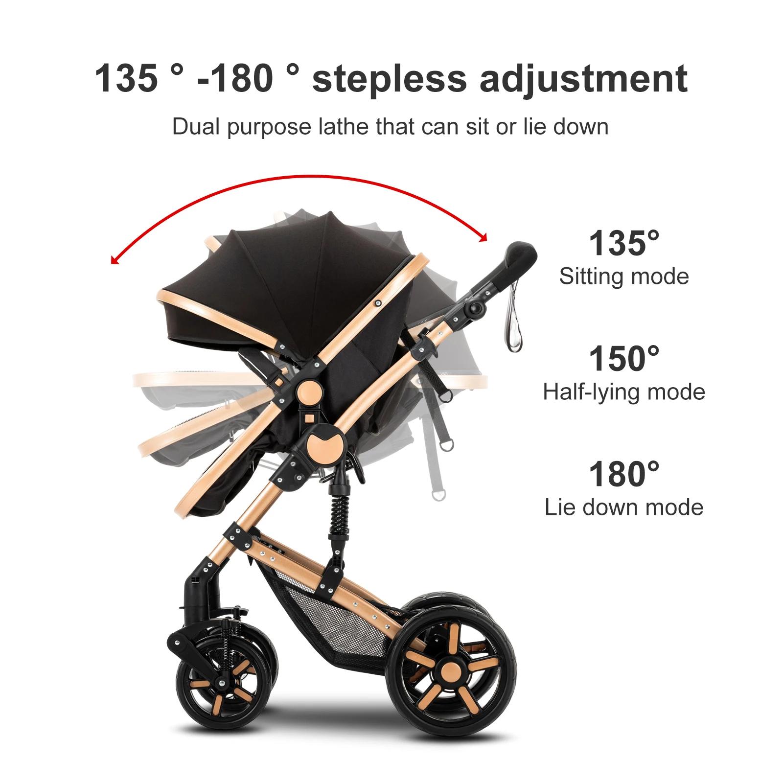 Poussette système de voyage pour bébé avec couffin, siège auto et cadre léger – Pliage à une seule t