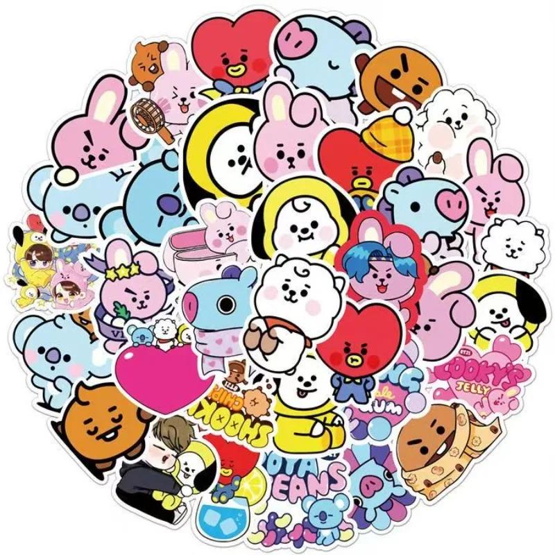 Autocollant de dessin animé BT21 koya RJ Shooky Man Chimmy Tata Cooky, accessoire d'animation second