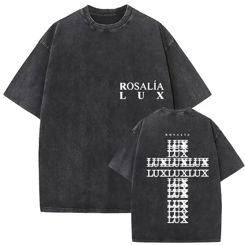 Rosalia Lux Tour Album 2025 Vintage lavé t-shirts hommes femmes décontracté surdimensionné coton T-s