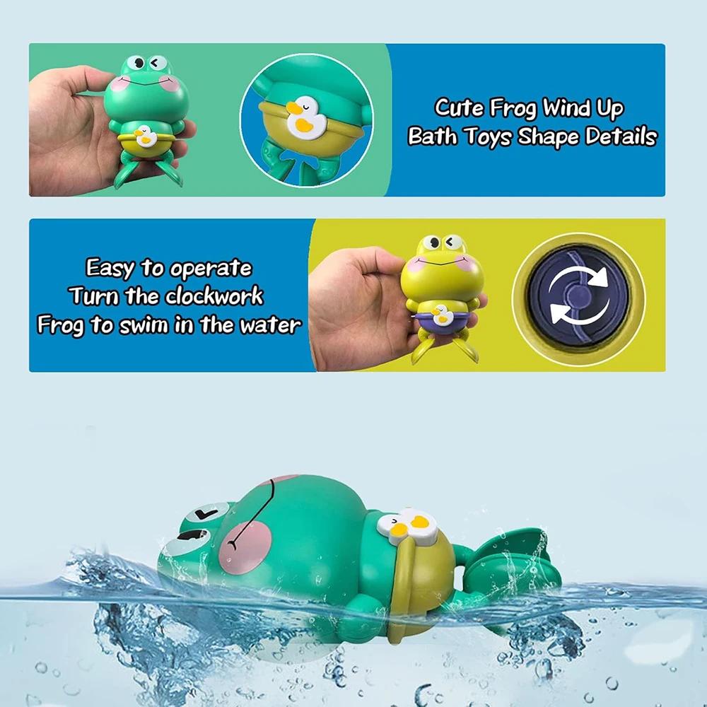Jouets de bain de grenouille de natation à remonter pour les tout-petits, jouet d'eau Montessori ABS