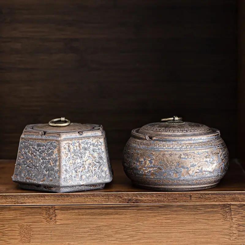 Cendrier en céramique rouillée de style japonais, ancien cendrier de puits, tasse à fumée, décoratio