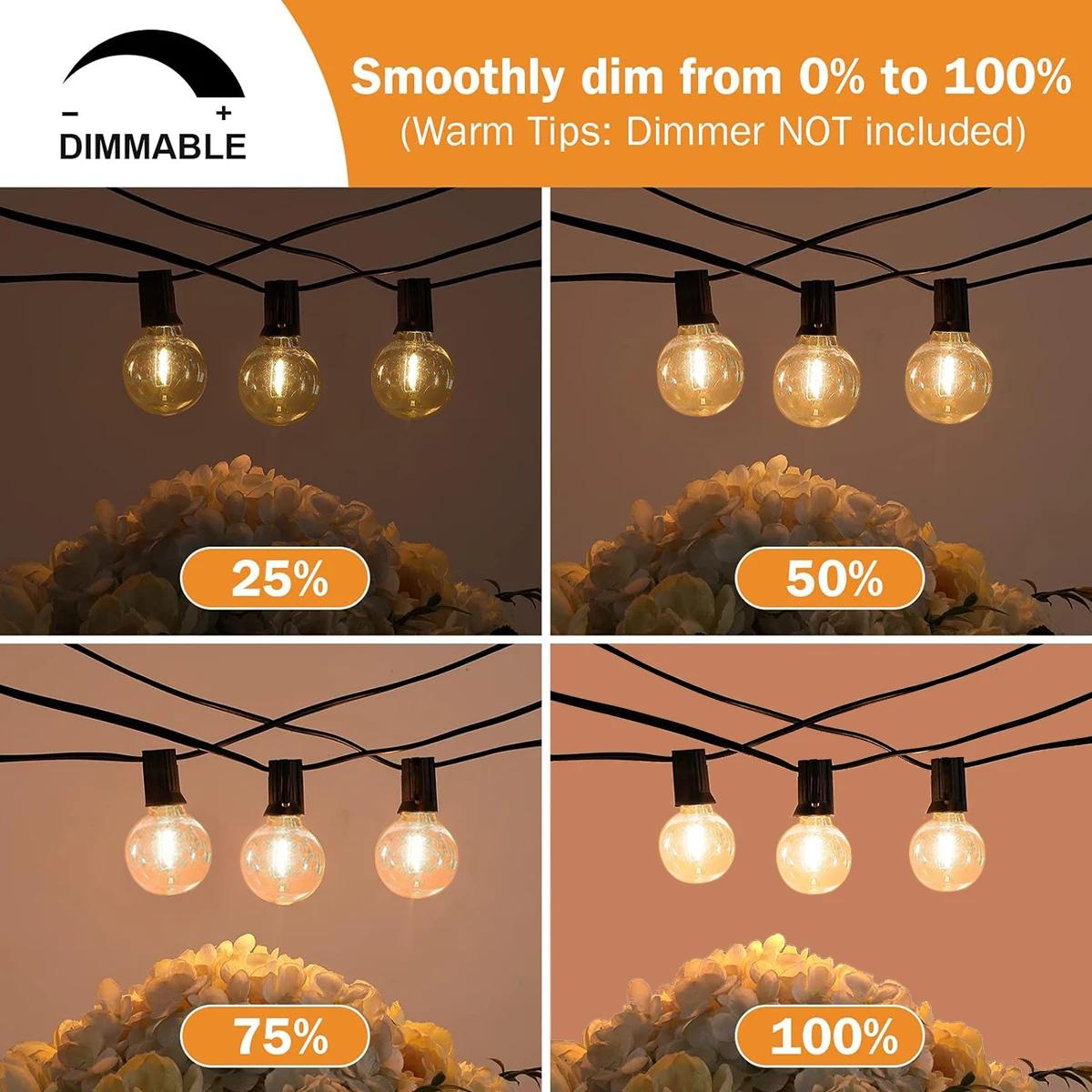 Guirlande lumineuse d'extérieur LED G40, variable, ampoules Globe, pour rue, Patio, jardin, arrière-