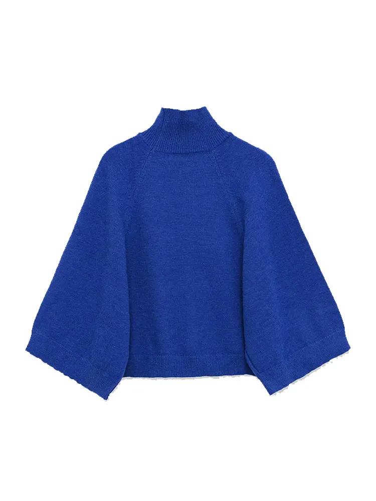 NLZGMSJ – pull tricoté décontracté pour femme, ample, manches longues, col mi-haut, surdimensionné, 
